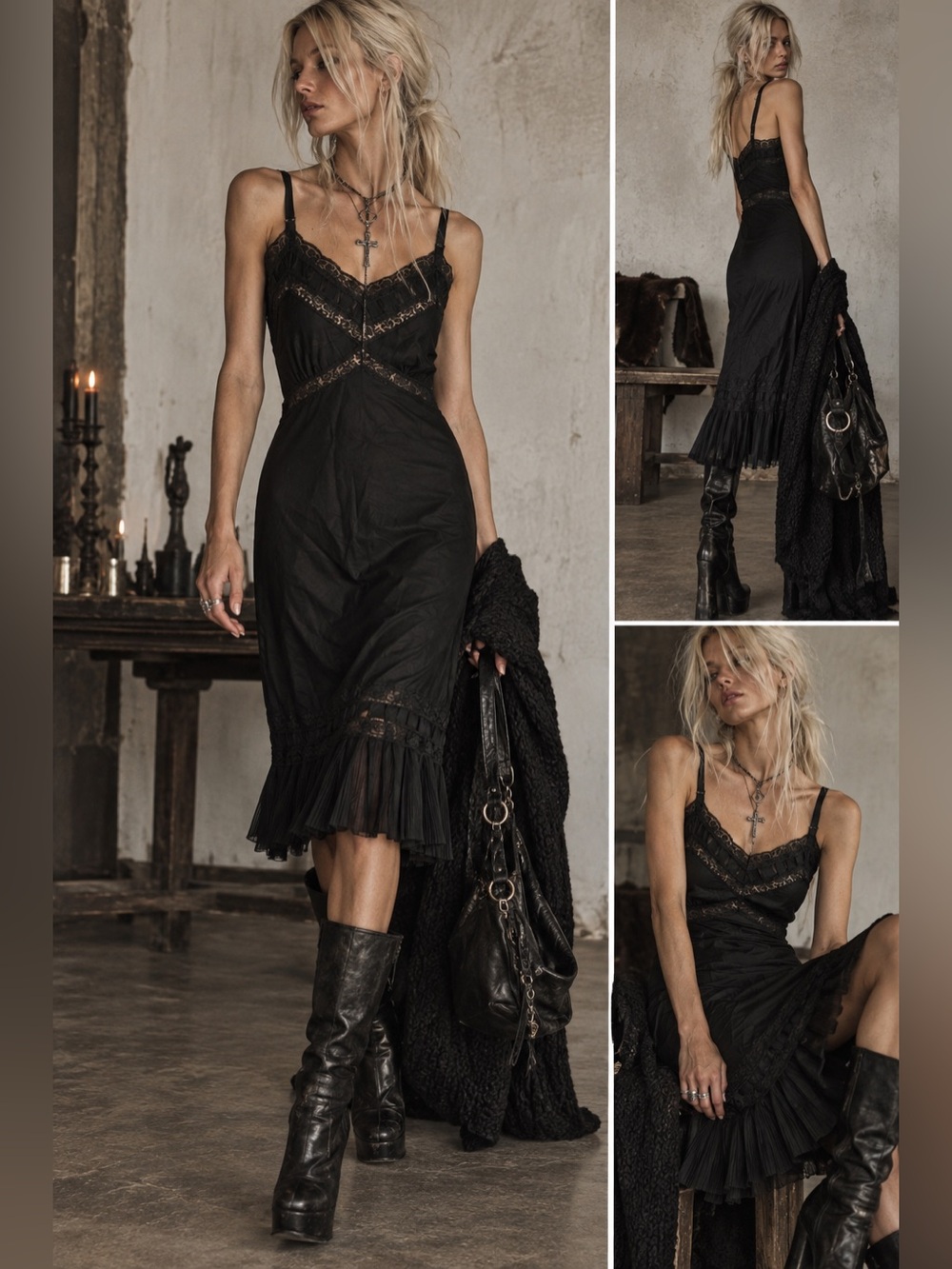 Vintage sears and roebuck charmode black slip dress tagged size 32